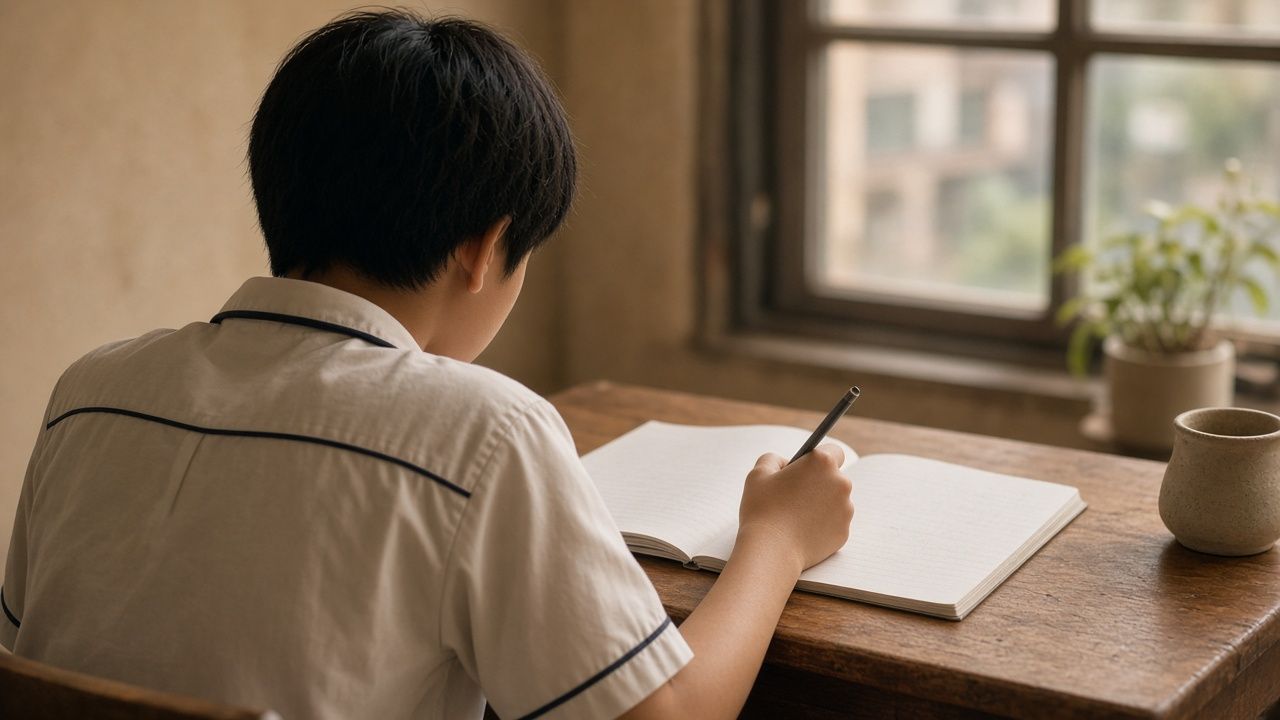 學生在練習簿上書寫